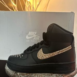 Women’s Air Force 1 HT black w/champagne rhinestones. Size 6.  New.